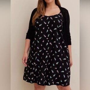 Torrid Skull Icecream Cone Mini Challis Trapeze Dress, Size Large